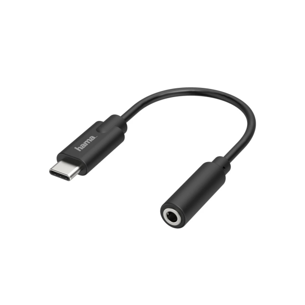 Hama Essential Cable Adaptador de Audio - USB-C Macho - Jack 3.5mm Hembra - Estereo - Color Negro