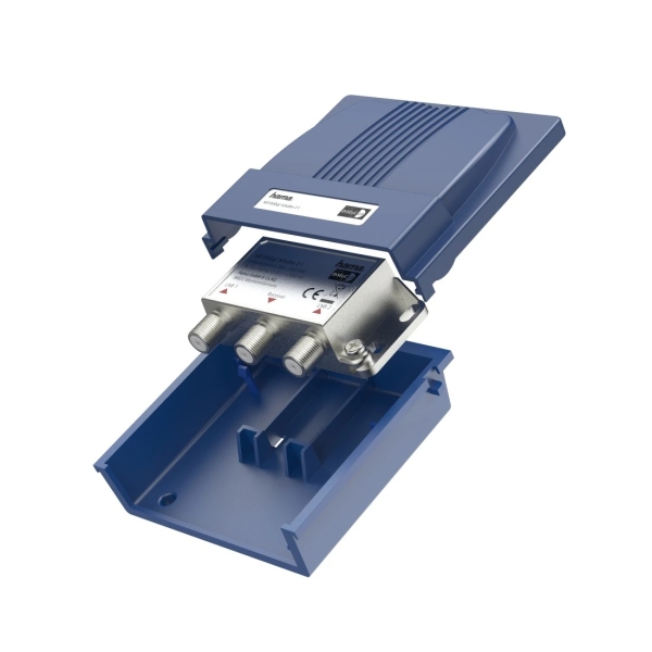 Hama Essential Conmutador 2-1 para Antenas - 2 Entradas - 1 Salida - Carcasa Protectora - Color Azul