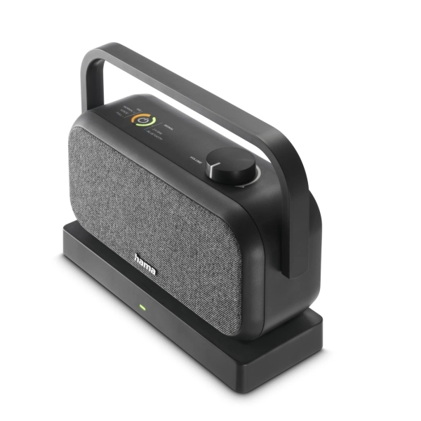 Hama Altavoz Portatil con Asa - Potencia 10W - Bluetooth - 2.4GHz - Estereo - Jack 3.5mm - Rango 10m - 22x18x8cm - Color Negro y Gris