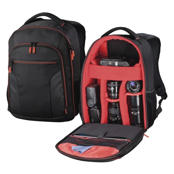 Hama Miami Mochila para Camara - Capacidad 12L - Poliester - Bolsillo para Tablet hasta 10.2" - Compartimentos Separados para Objetivos - Asa de Mano - 27x12x34cm - Color Negro