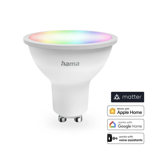 Hama Bombilla LED Inteligente - Potencia 4.9W - RGBW - WiFi - Compatible con Asistente de Voz - Control con App - IP20 - Color Blanco