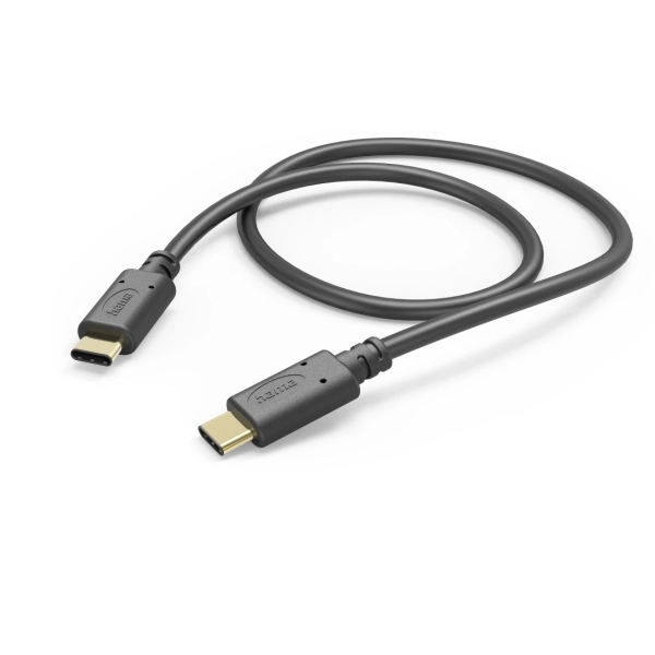 Hama Cable USB-C Macho - Potencia Maxima 60W - Longitud 1m - Velocidad hasta 480Mbps - Chapado en Oro - Color Negro