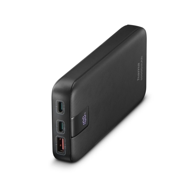 Hama Power Pack Bateria Externa Powerbank 10000mAh - Polimero de Litio - USB-C - USB-A - Power Delivery - Pantalla Digital - Indicador de Carga - 3 Conexiones de Salida - 18x126x70mm - Color Gris