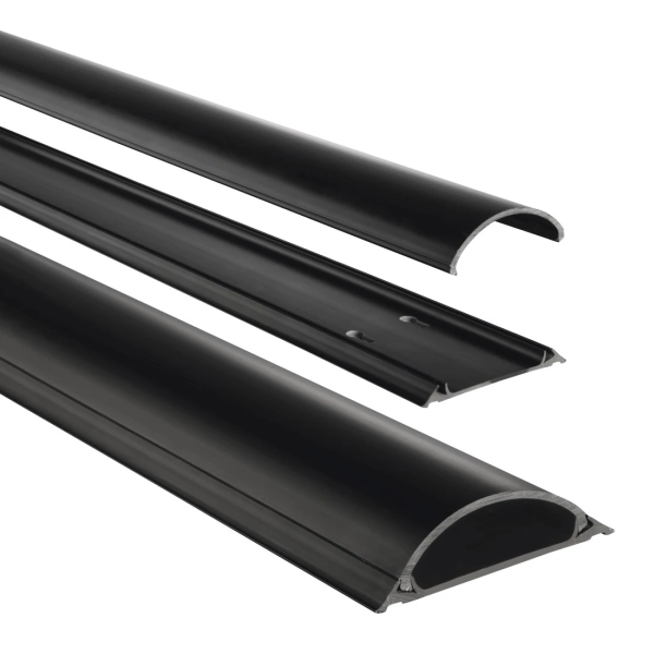 Hama Pasacables Autoadhesivo Semicircular - PVC - Tiras Adhesivas 3m - 100x7x2.1cm - Color Negro