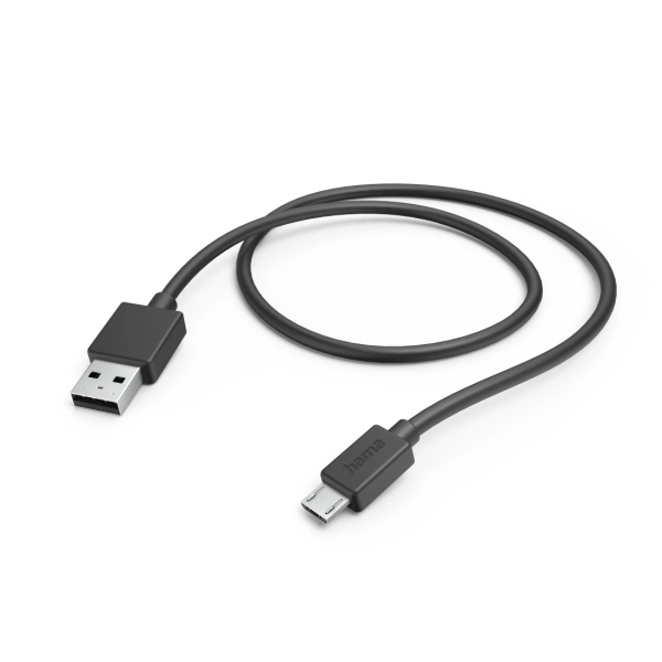 Hama Cable USB - USB-A Macho - Micro-USB Macho - Longitud 1m - Velocidad hasta 480Mbps - Niquelado - Color Negro