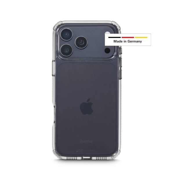 Hama Extreme Protect Funda para iPhone 17 Pro Max - Antideslizante - Policarbonato - Proteccion D3O - Bordes Elevados - Color Transparente