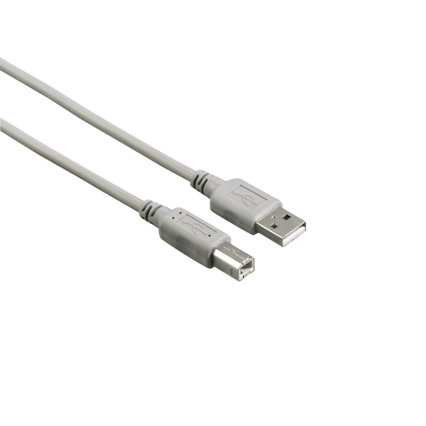 Hama Entry Cable USB - Longitud 1.5m - USB-A Macho - USB-B Macho - Velocidad hasta 480Mbps - Color Gris