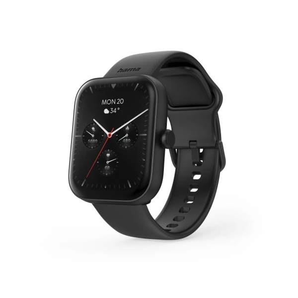 Hama 5000 Reloj Inteligente Smartwatch - Bluetooth 5.3 - Bateria 300mAh - Pantalla TFT 1.65" - IP68 - Pulsera de Silicona - 3.9x1.3x4.7cm - Color Negro