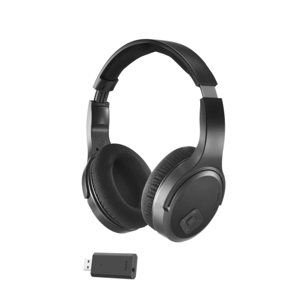 Hama Auriculares con Microfono Omnidireccional - Bluetooth - Autonomia hasta 16h - 2.4GHz - Diadema Ajustable - Rango 10m - Carga por USB-C - Color Negro