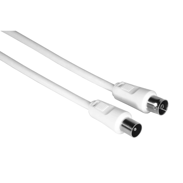 Hama Cable Coaxial de Antena Macho/Hembra - Longitud 10m - Doble Blindaje - Apantallamiento 75dB - Impedancia 75Ohm - Color Blanco