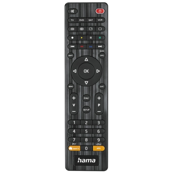 Hama Mando a Distancia para TV 4 en 1 - Universal - Alcance 10m - 45 Botones - Permite 4 Dispositivos Simultaneos - 17.5x4.5x2cm - Color Negro