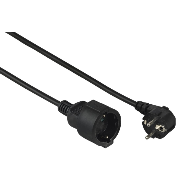 Hama  Cable de Alimentacion Alargador Acodado - Potencia Maxima 3680W - Longitud 5m - Seccion 1.5mm2 - Schuko CEE7 - Color Negro