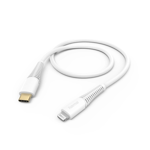 Hama Cable de Carga - USB-C - Ligthning - Velocidad hasta 480Mbps - Longitud 1.5m - Intensidad Maxima 3A - Color Blanco
