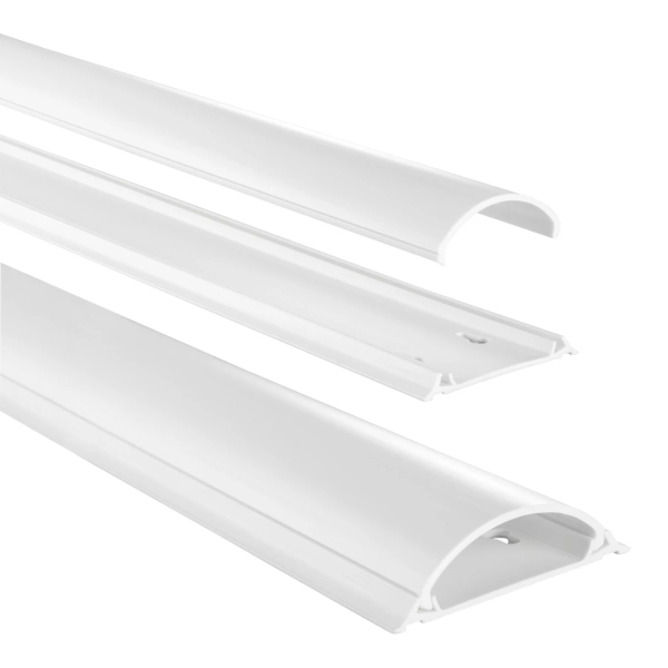 Hama Pasacables Autoadhesivo Semicircular - PVC - Tiras Adhesivas 3m - 100x7x2.1cm - Color Blanco