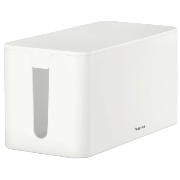 Hama Mini Caja para Regletas y Cables - Facil Organizacion y Limpieza - Proteccion Infantil y de Mascotas - Diametro Maximo del Cable 20mm - 23.5x11.5x12cm - Color Blanco