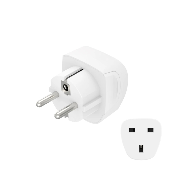 Hama Adaptador de Viaje Toma Tipo E y Schuko - Potencia hasta 3250W - Hembra Tipo G - Voltaje 220-250V - 5.7x5.1x5cm - Color Blanco