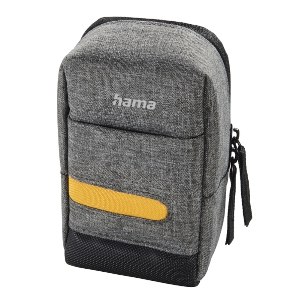 Hama Terra Funda para Camara - Poliester Reciclado - Asa para Cinturon - Correa de Cuello Desmontable - 7.5x4.5x13cm - Color Gris