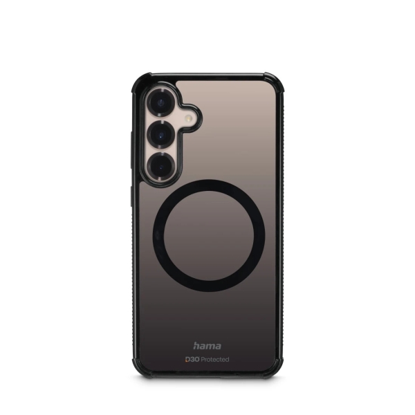 Hama Extreme Protect Funda para Samsung Galaxy S25 - Magnetico - Antideslizante - Policarbonato - Proteccion D3O - Bordes Elevados - Color Negro
