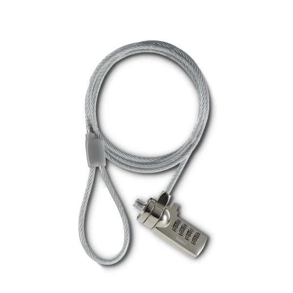 Hama Cable de Seguridad para Portatiles de 3.5mm - Cable 180cm - Candado de Combinacion - Acero - Color Gris