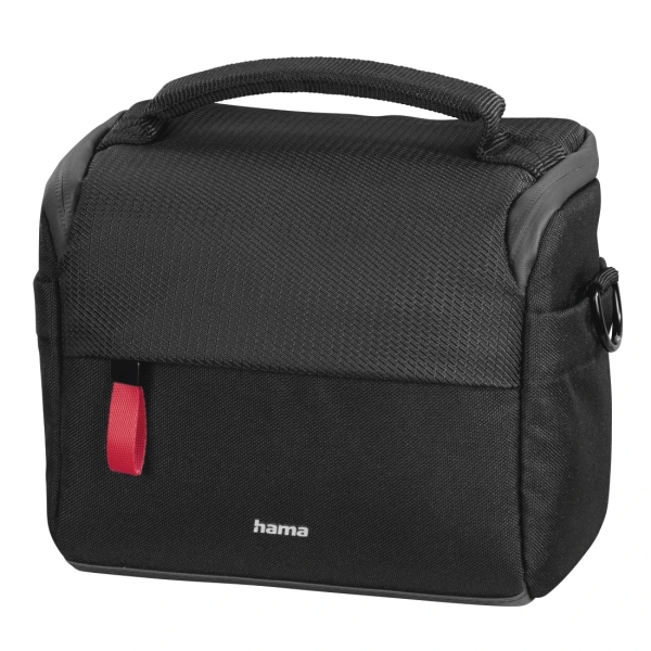 Hama Matera Funda para Camara - Poliester Reciclado - Asa para Cinturon - Compartimentos Separados para Objetivos - Asa de Mano - 15.5x10x13cm - Color Negro