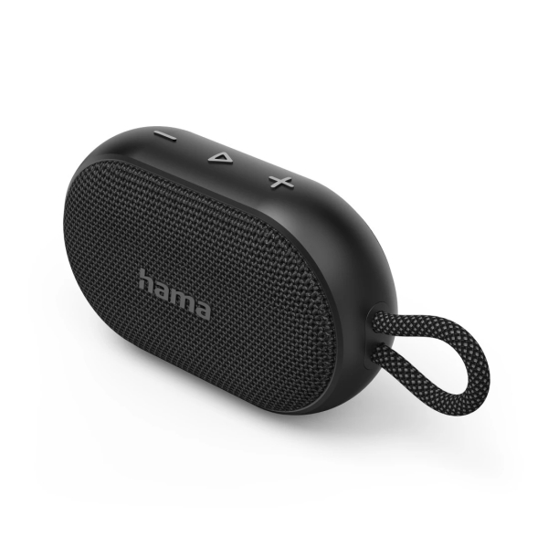Hama Altavoz Portatil con Asa - Potencia 6W - Bluetooth - Autonomia hasta 12H - USB-C - Bateria 1200mAh - Rango 10m - IPX7 - 12.2x7.3x4cm - Color Negro