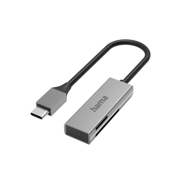 Hama Prime Lector de Tarjetas USB-C - Compatible con SD - Micro-SD - 16.2x7.9x47.2mm - Color Plata