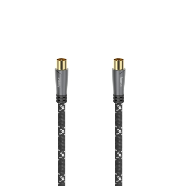 Hama Prime Cable Coaxial de Antena Macho/Hembra - Longitud 3m- Terminales Chapados en Oro - Apantallamiento 120dB - Impedancia 75Ohm - Color Negro y Gris