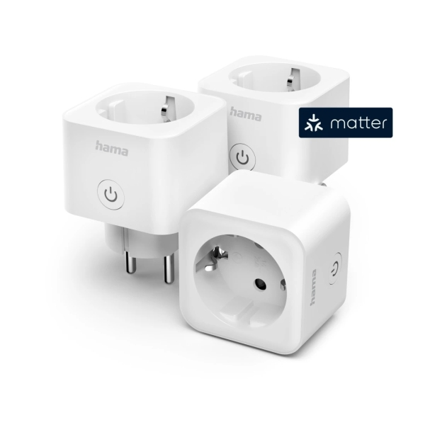 Hama Pack de 3 Enchufes WLAN Inteligentes - Potencias hasta 3680W - WiFi - Temporizador - IP20 - Compatible con Asistente de Voz - Control con App - Color Blanco