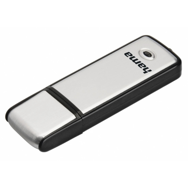 Hama Memoria Pendrive USB 2.0 con Tapa - 64GB de Capacidad - 15Mb/s de Transferencia - Aluminio Cepillado - Color Negro y Plata