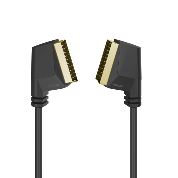 Hama Essential Cable de Audio y Video - Longitud 1.5m - 2x Euroconector Scart - Contactos Chapados en Oro - Color Negro