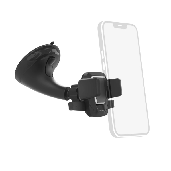 Hama Easy Snap Soporte de Coche para Smartphone - Ventosa para Parabrisas - Ancho Dispositivo de 5.5 a 8.5cm - Color Negro