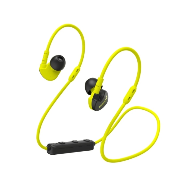 Hama Freedom Athletics III Auriculares Deportivos - Bluetooth - Rango 10m - Microfono Omnidireccional - Asistente de Voz - Carga por USB-C - Color Negro y Amarillo