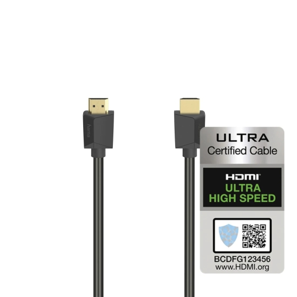 Hama Essential Cable HDMI 8K Macho - Longitud 2m- Certificado - Soporta eARC - Terminales Chapados en Oro - Ethernet - Velocidad hasta 48Gbps - Blindaje Completo - Color Negro
