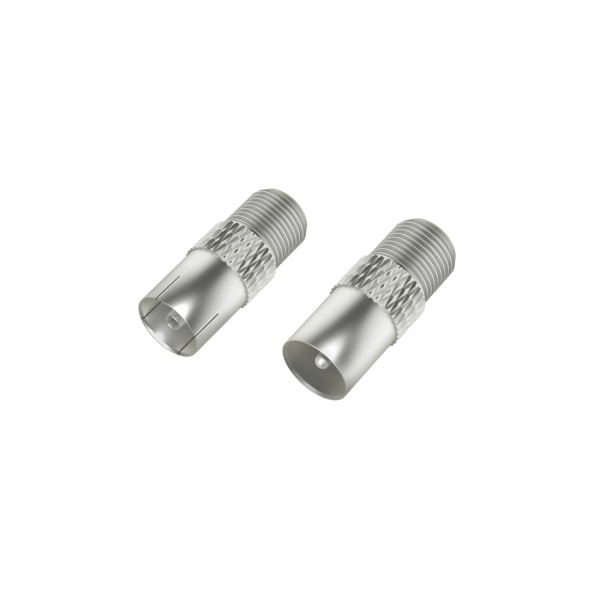 Hama Essential Set de Adaptadores para Cable de Antena - Coaxial Hembra a F Hembra - Coaxial Macho a F Hembra - Color Plata