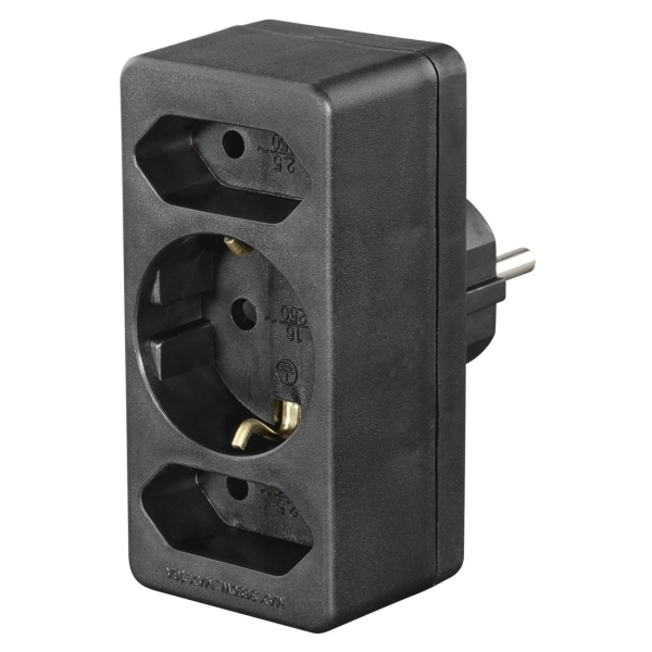 Hama Regleta de Pared con 3 Tomas - Potencia Maxima 3680W - 1x Schuko - 2x Tipo C - Color Negro
