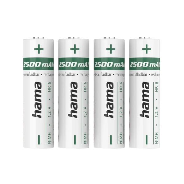 Hama Pack de 2 Pilas Recargables AA - NiMH - Voltaje 1.2V - 2500mAh - Color Blanco