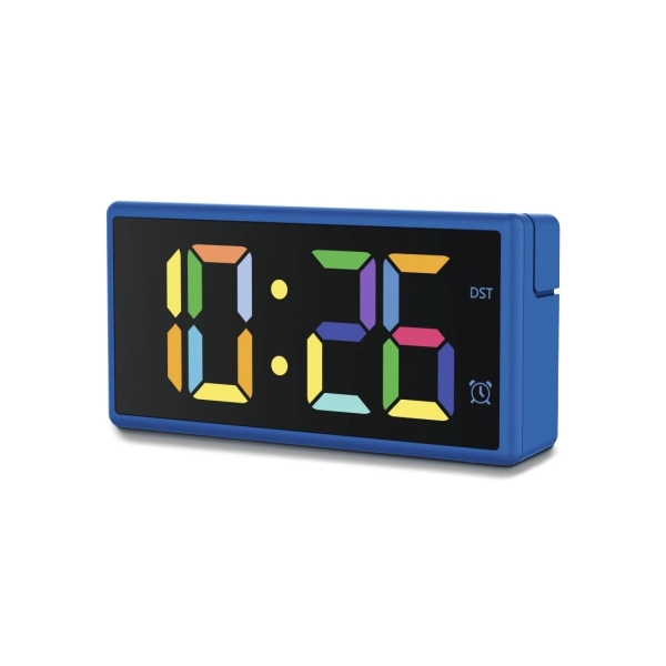 Hama Ibiza Reloj Despertador Digital - Pantalla Multicolor - Funcion de Carga USB-A - Funcion de Repeticion de Alarma - 15x3.5x7.5cm - Color Azul