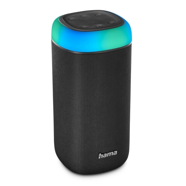 Hama Altavoz Portatil - Potencia 30W - Bluetooth - USB-C - Bateria 2000mAh - IPX4 - Luz LED - Rango 10m - 19.5x9.6x9.6cm - Color Negro