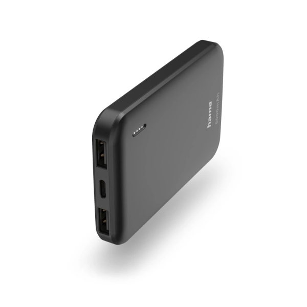 Hama Bateria Externa Powerbank 5000mAh - Polimero de Litio - USB-C - USB-A - Carga Rapida - 2 Conexiones de Salida - Indicador LED de Carga - 14.5x102x64mm - Color Gris