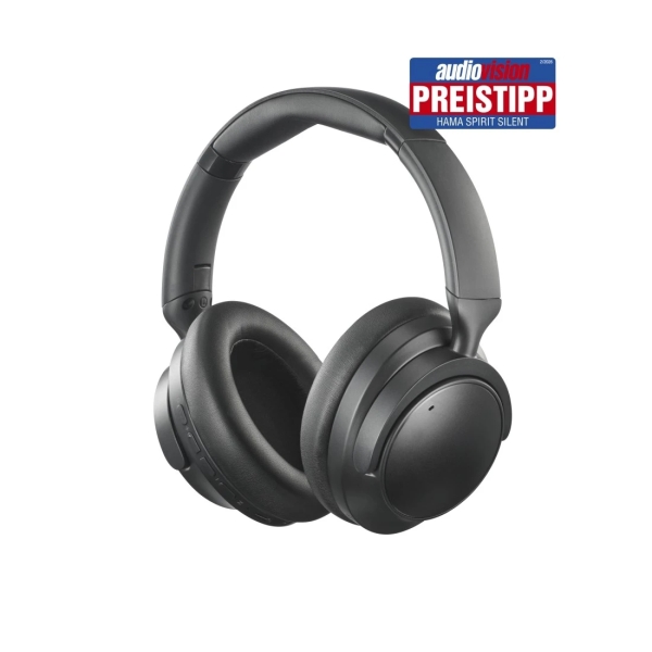 Hama Spirit Silent Auriculares con Microfono Omnidireccional - Bluetooth - Diadema Ajustable - Plegable - Asistente de Voz - Carga por USB-C - Color Negro