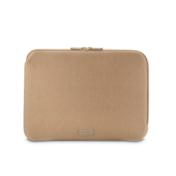 Hama Jersey Funda para Portatiles hasta 16.2" - Cierre con Cremallera - Forro Interior Suave - 42x1.5x30cm - Color Beige