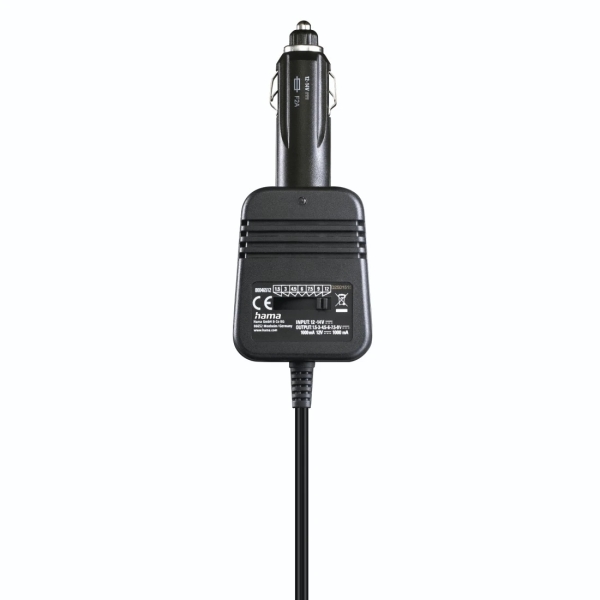Hama Fuente de Alimentacion para Coche 12W - Pantalla LED - Indicador LED - Voltaje Variable - Color Negro