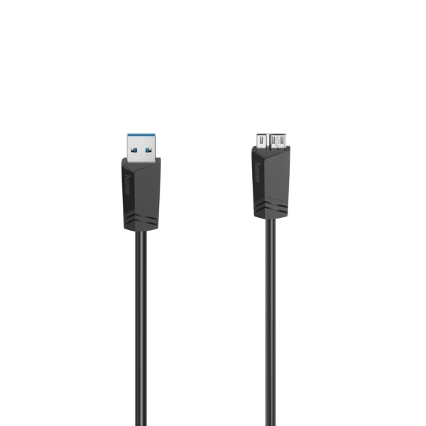 Hama Essential Cable USB - Longitud 1.5m - USB-A Macho - Micro-USB Macho - Velocidad hasta 5Gbps - Blindaje Doble - Color Negro