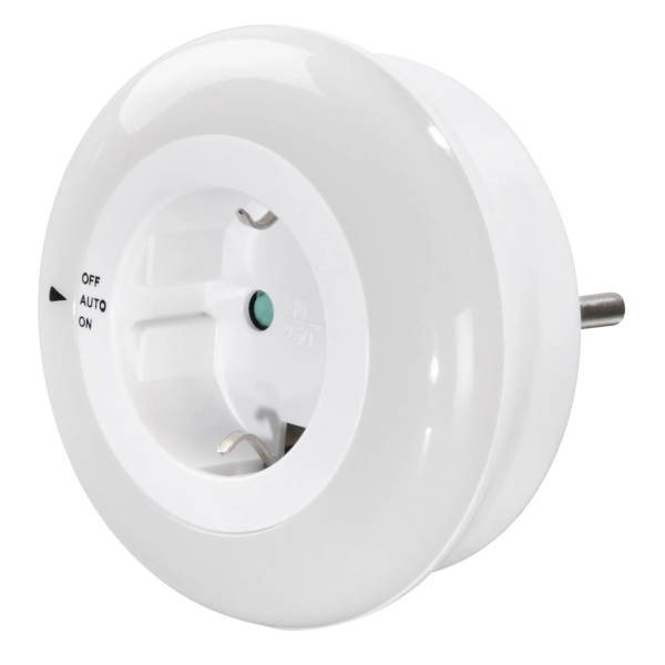 Hama Circle Luz LED Nocturna con Enchufe - Potencia 0.8W - IP20 - Sensor de Luz - Proteccion Tactil - 8.2x8.2x7.3cm - Color Blanco