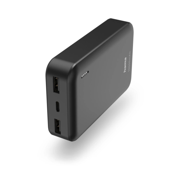 Hama Bateria Externa Powerbank 10000mAh - Polimero de Litio - USB-C - USB-A - Carga Rapida - 2 Conexiones de Salida - Indicador LED de Carga - 25x104.5x65.5mm - Color Gris