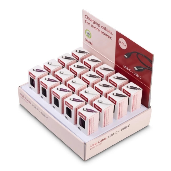 Hama Cable USB - Potencia Maxima 60W - Longitud 0.75m - Velocidad hasta 480Mbps - Blindado - Colores Surtidos