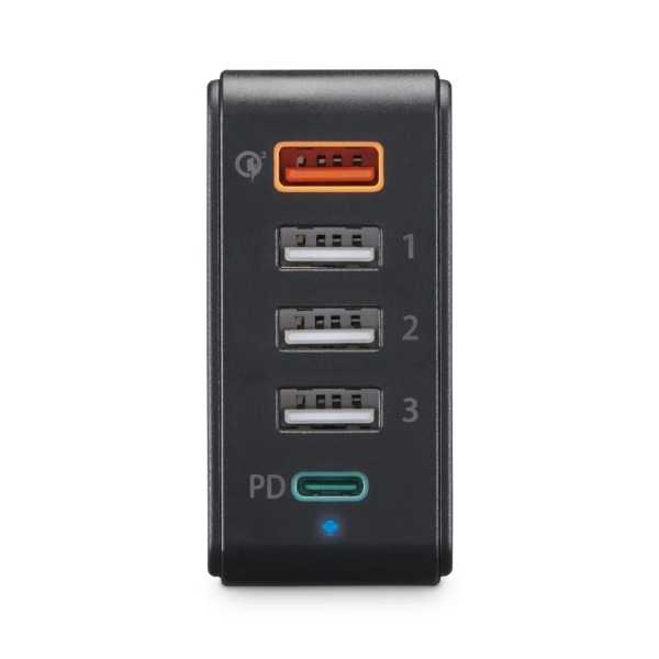Hama Cargador de Pared - Potencia 51W - Cable 1.2m - Power Delivery - Qualcomm - Indicador LED - 4x USB-A - Color Negro