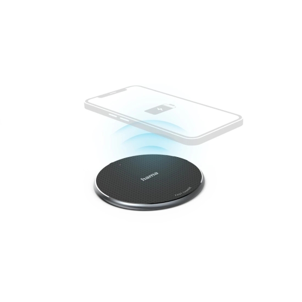 Hama QI-FC10 Cargador Inalambrico - Potencia 10W - USB-C - Indicador LED - Carga Rapida - Color Negro