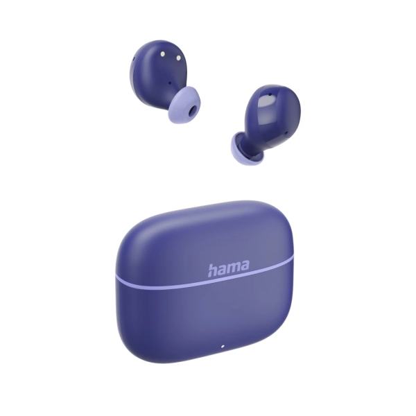Hama Freedom Buddy II Auriculares con Microfono Omnidireccional - Bluetooth - Autonomia hasta 20h - Rango 10m - Asistente de Voz - Carga por USB-C - Color Azul