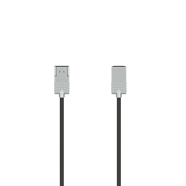 Hama Essential Cable HDMI 4K Macho - Longitud 1m - Soporta ARC - Ethernet - Velocidad hasta 18Gbps - Blindaje Completo - Color Negro y Plata